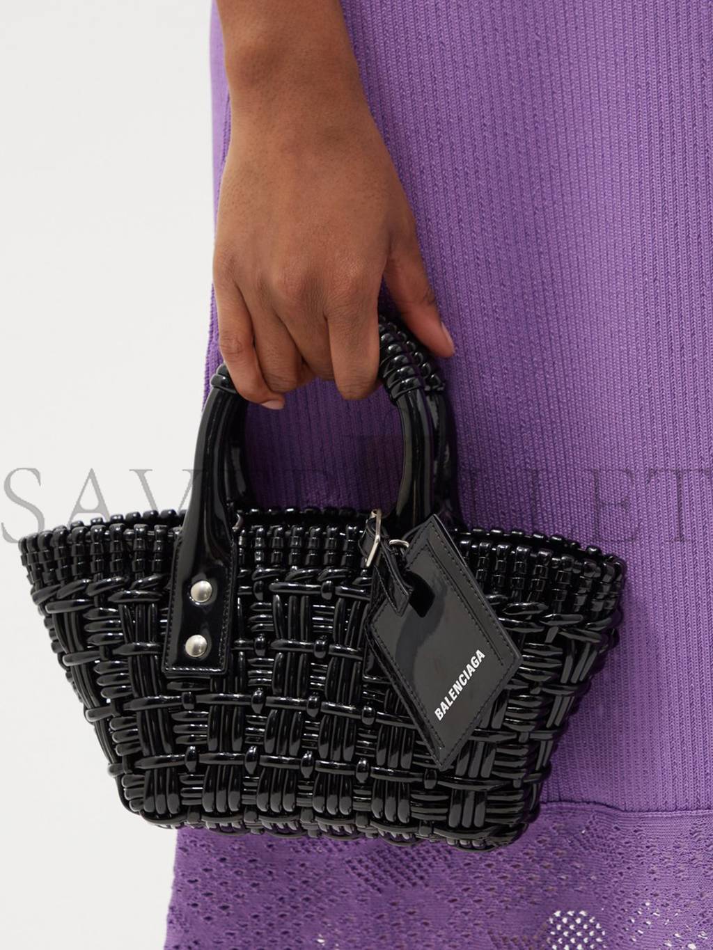 Ba*len*cia*ga black bistro xxs woven faux-leather basket bag  matchesfashion us (16*14.5*7.5cm)