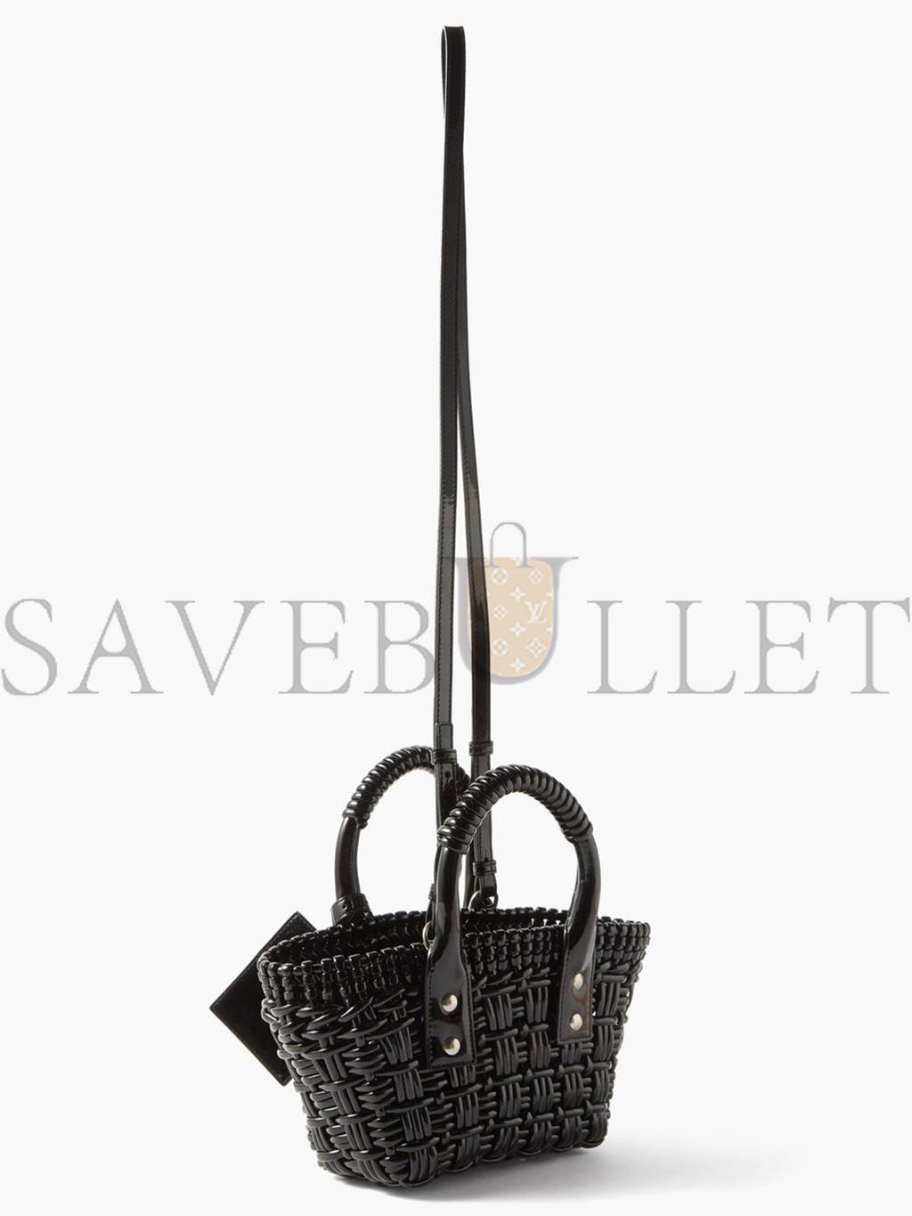 Ba*len*cia*ga black bistro xxs woven faux-leather basket bag  matchesfashion us (16*14.5*7.5cm)