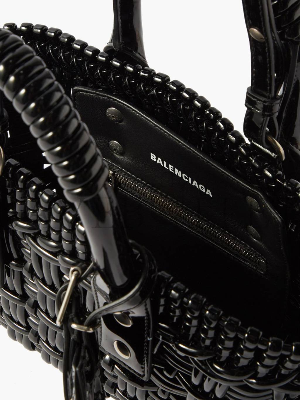 Ba*len*cia*ga black bistro xxs woven faux-leather basket bag  matchesfashion us (16*14.5*7.5cm)