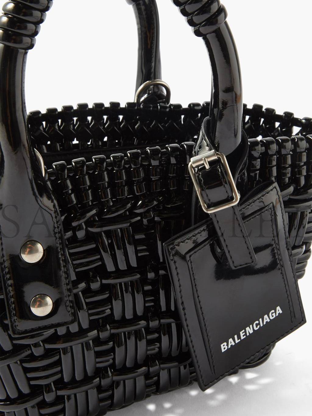 Ba*len*cia*ga black bistro xxs woven faux-leather basket bag  matchesfashion us (16*14.5*7.5cm)