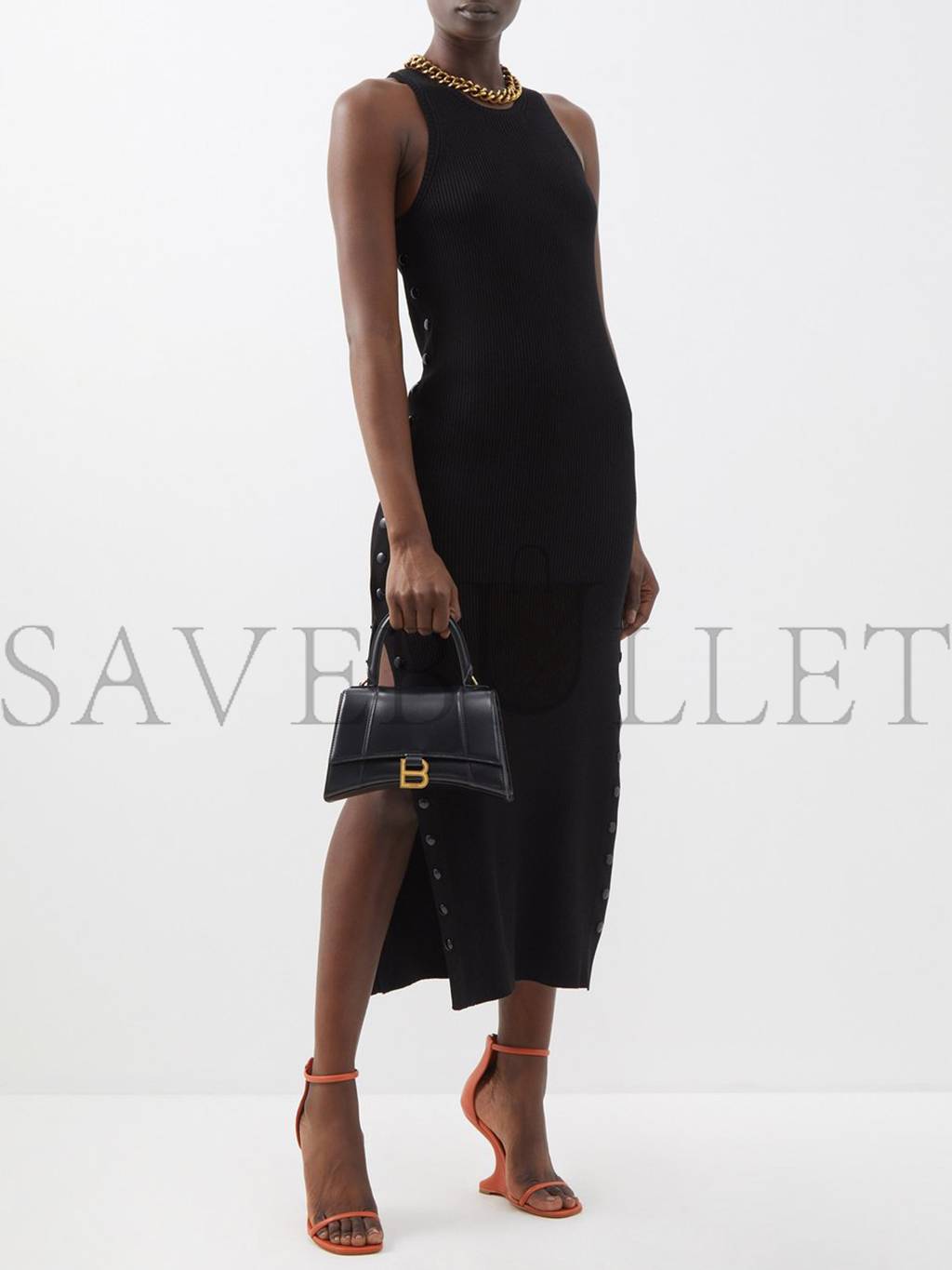Ba*len*cia*ga black hourglass small leather bag  matchesfashion us (22.6*14.9*10.1cm)