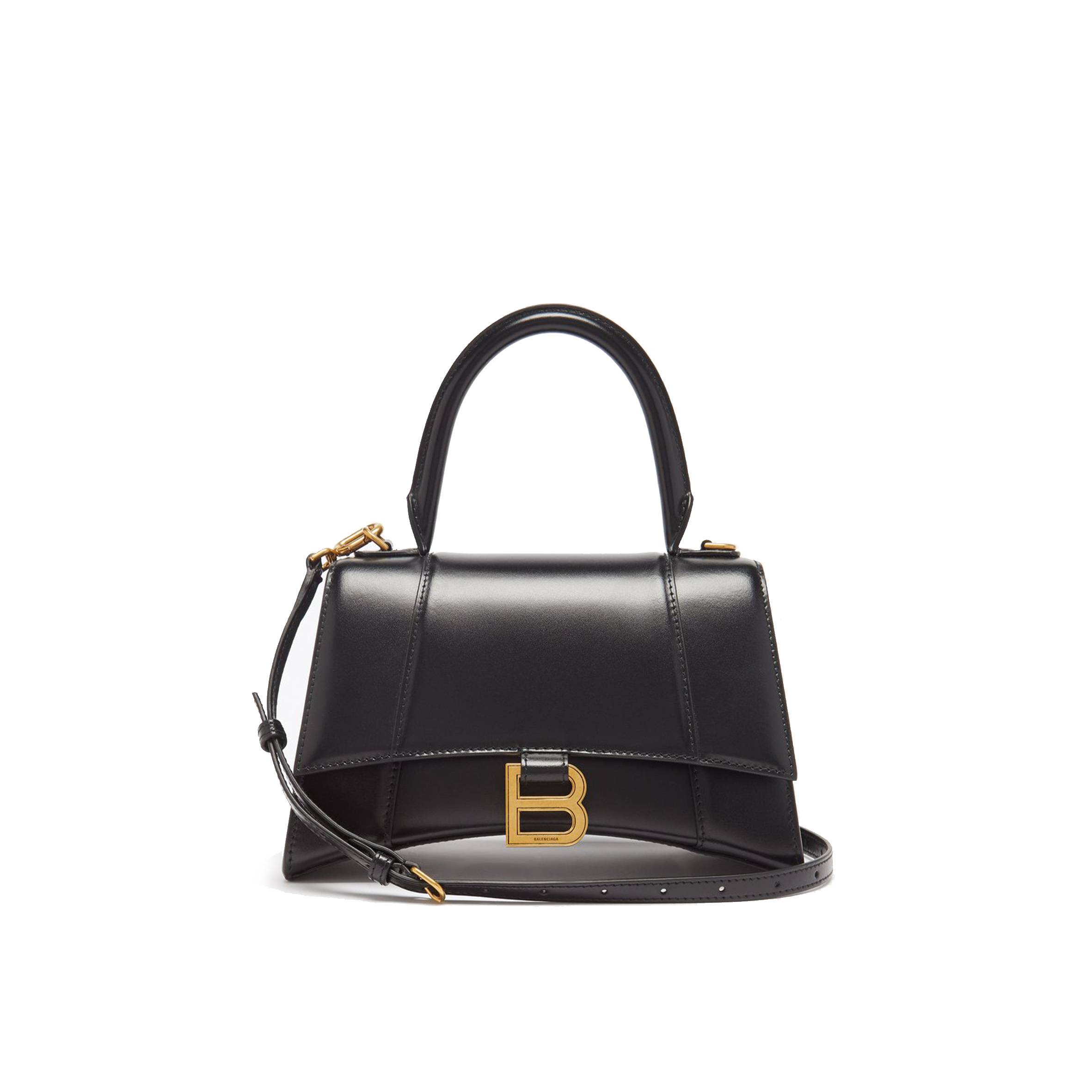 Ba*len*cia*ga black hourglass small leather bag  matchesfashion us (22.6*14.9*10.1cm)