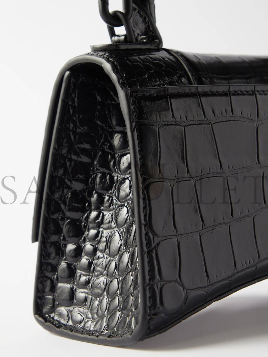 Ba*len*cia*ga black hourglass xs  crocodile-effect leather bag  matchesfashion us (19*12*6.6cm)