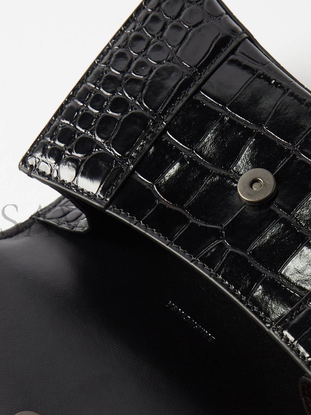 Ba*len*cia*ga black hourglass xs  crocodile-effect leather bag  matchesfashion us (19*12*6.6cm)