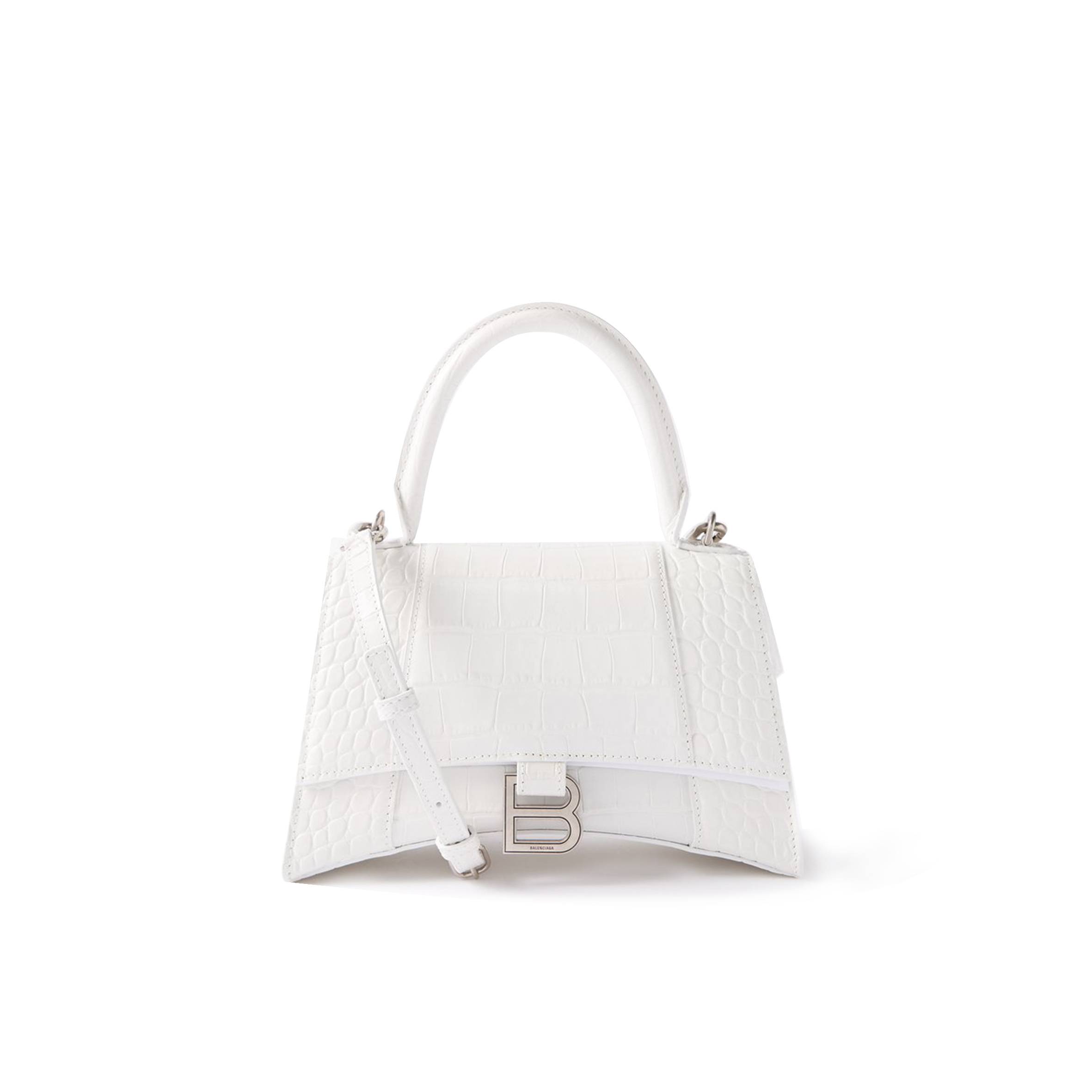 Ba*len*cia*ga white hourglass s crocodile-effect leather bag  matchesfashion us (22.8*15.2*9cm)