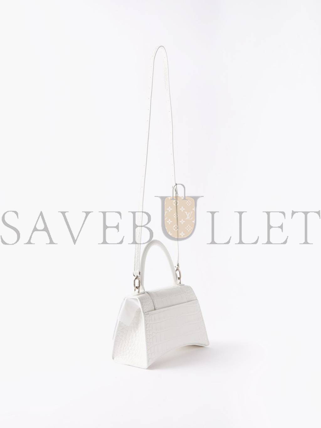Ba*len*cia*ga white hourglass s crocodile-effect leather bag  matchesfashion us (22.8*15.2*9cm)