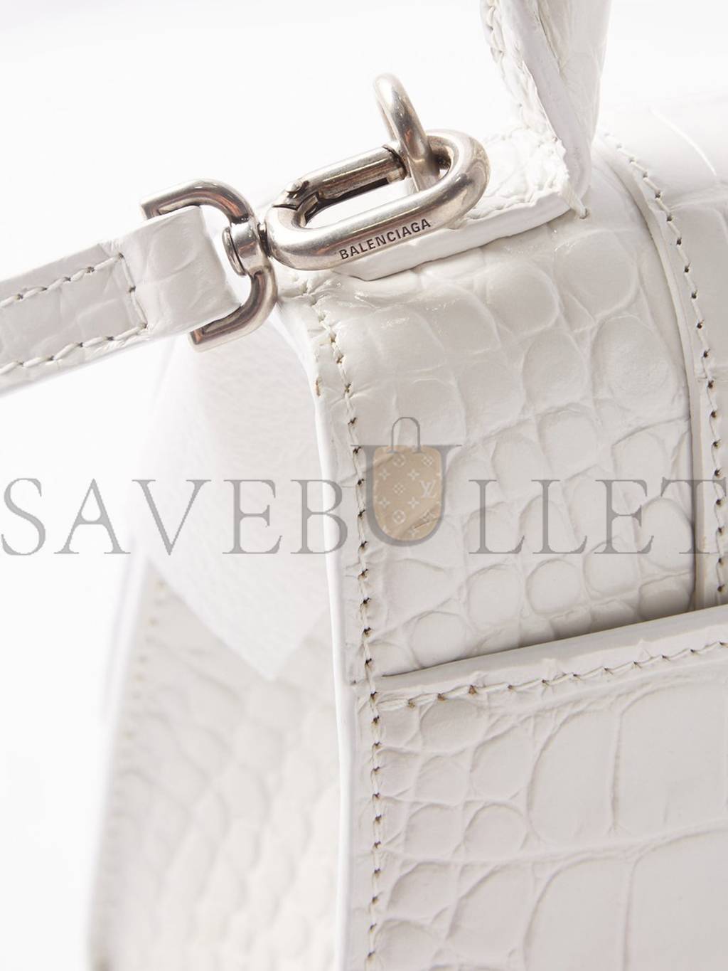 Ba*len*cia*ga white hourglass s crocodile-effect leather bag  matchesfashion us (22.8*15.2*9cm)