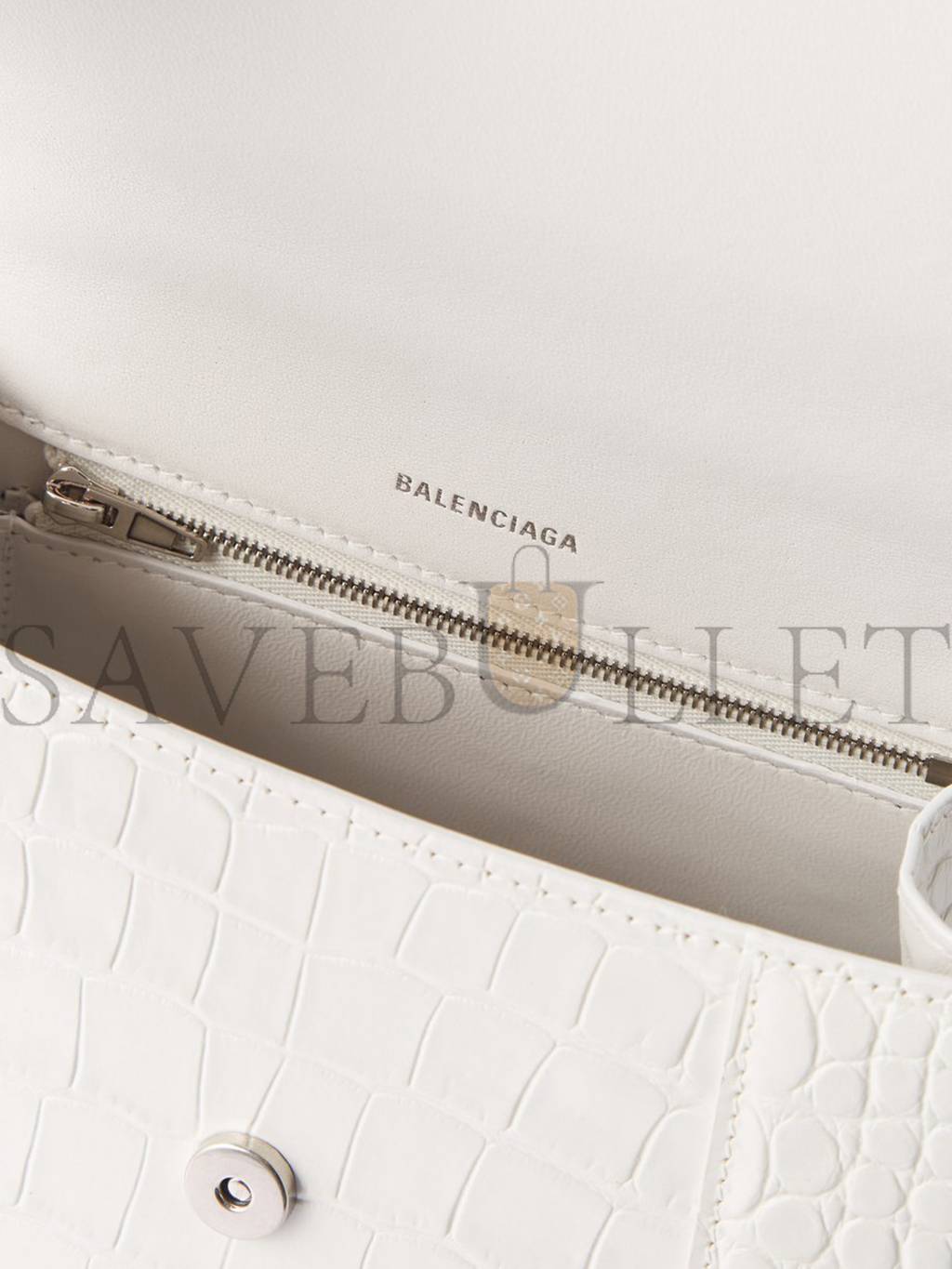 Ba*len*cia*ga white hourglass s crocodile-effect leather bag  matchesfashion us (22.8*15.2*9cm)