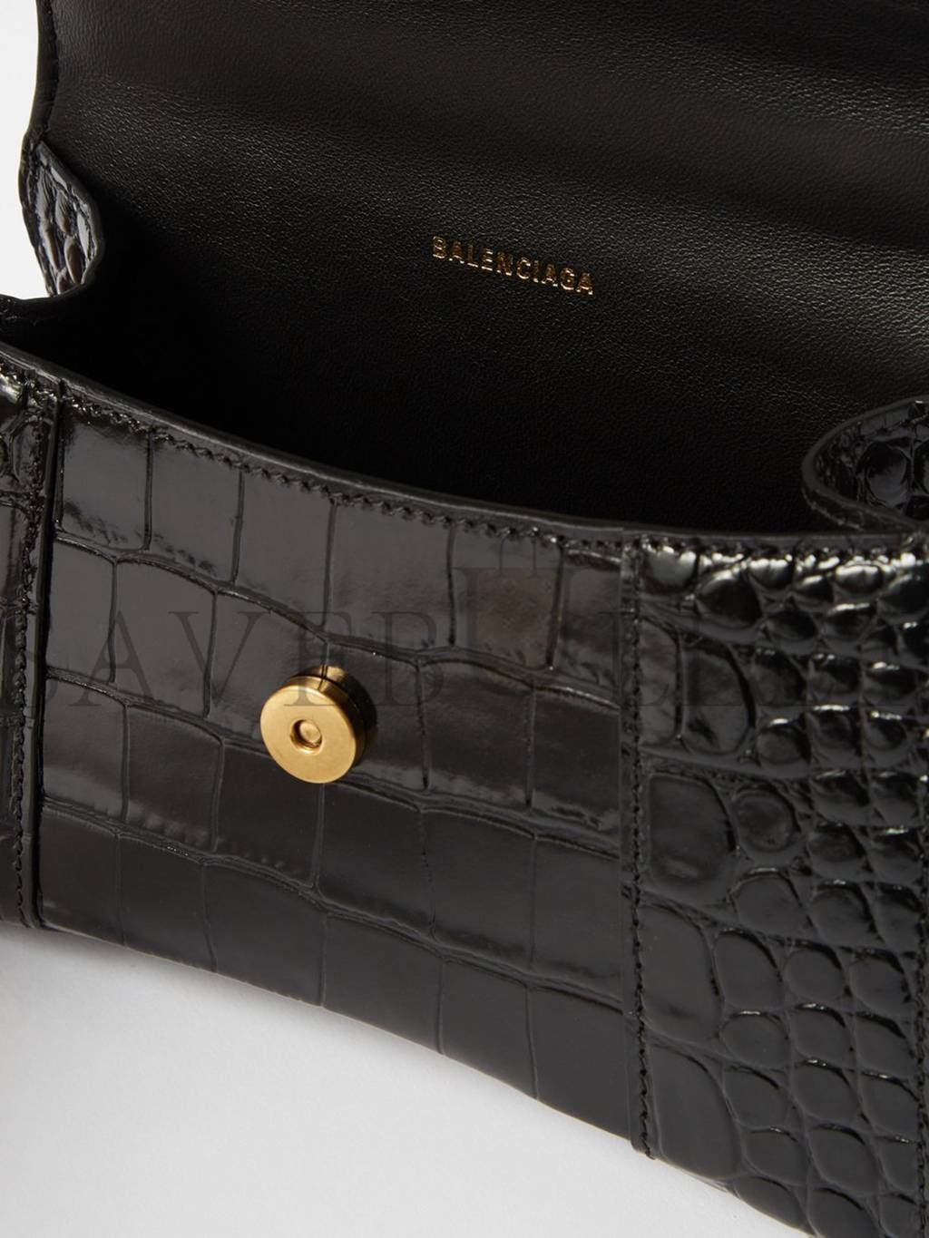 Ba*len*cia*ga black hourglass xs crocodile-effect leather bag  matchesfashion us (19*12.1*7.6cm)