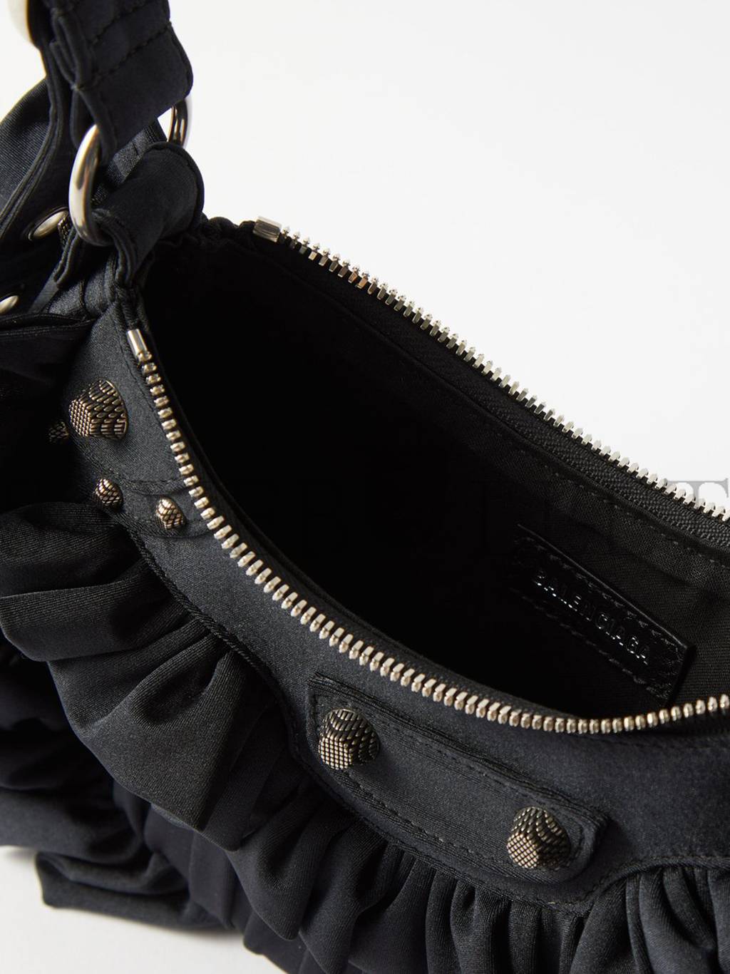 Ba*len*cia*ga black le cagole xs ruffled spandex shoulder bag  matchesfashion us (25.6*11.4*7.3cm)