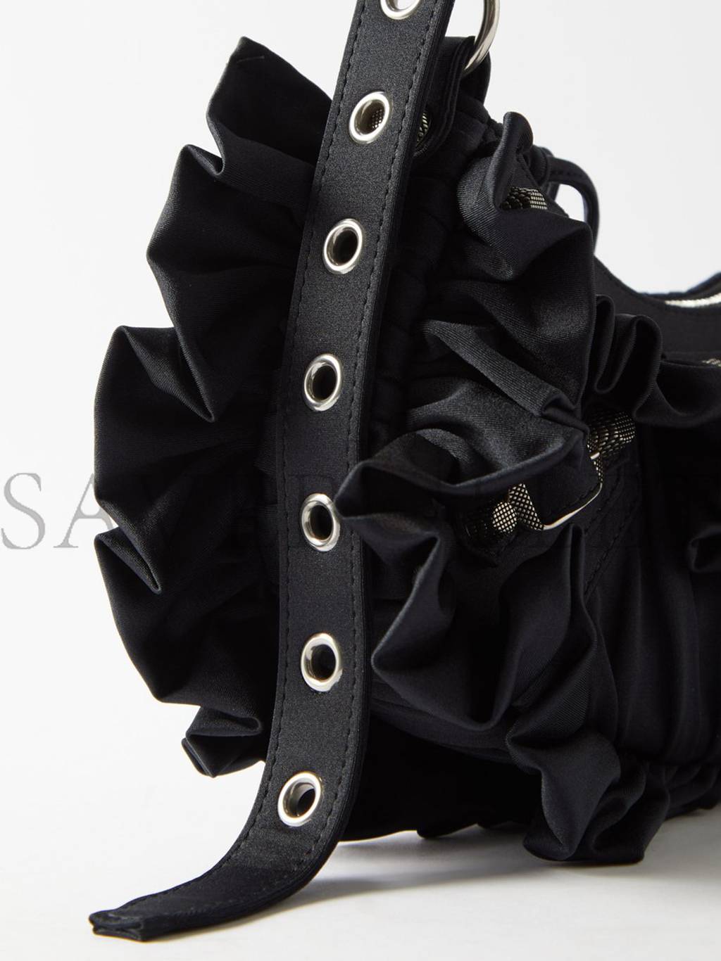 Ba*len*cia*ga black le cagole xs ruffled spandex shoulder bag  matchesfashion us (25.6*11.4*7.3cm)