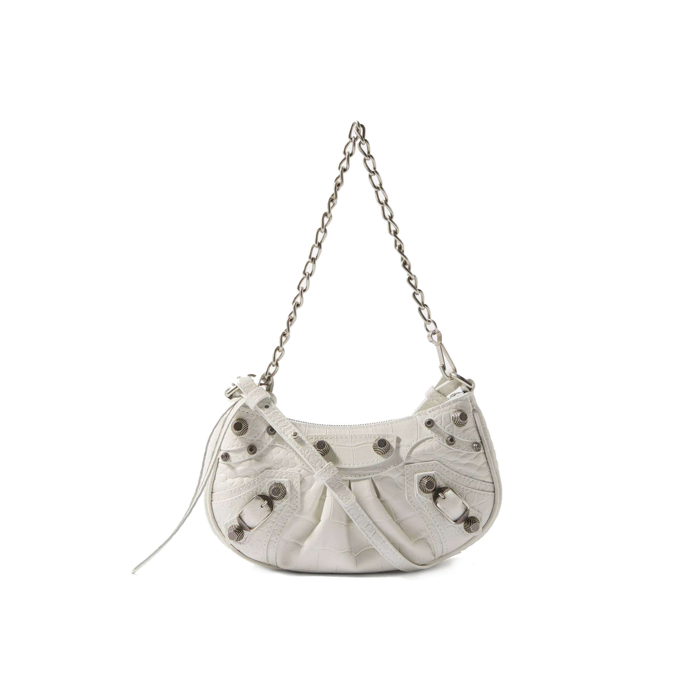 Ba*len*cia*ga white le cagole xs studded leather shoulder bag  matchesfashion us (25.6*11.4*7.3cm)