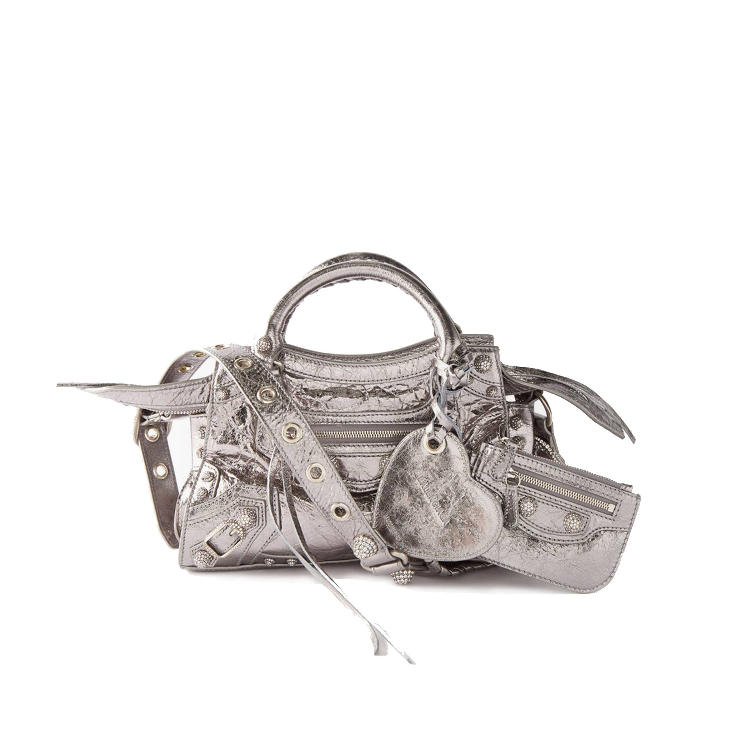 Ba*len*cia*ga silver neo cagole city xs leather bag  matchesfashion us (25.6*17*11.1cm)