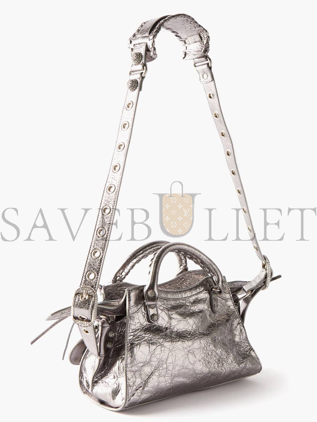 Ba*len*cia*ga silver neo cagole city xs leather bag  matchesfashion us (25.6*17*11.1cm)
