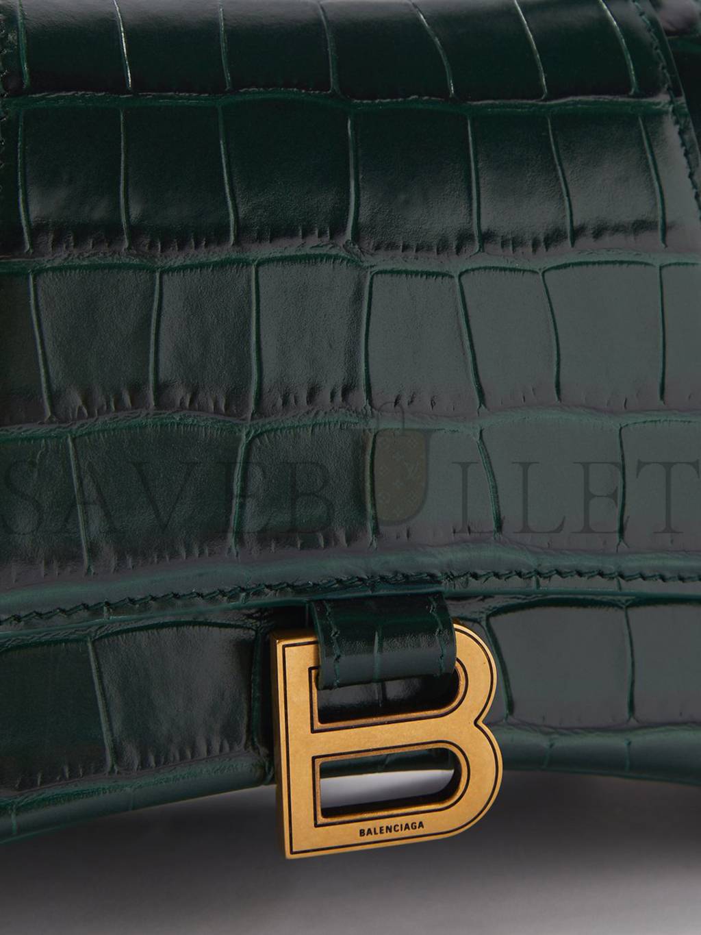 Ba*len*cia*ga green hourglass s crocodile-effect leather bag  matchesfashion us (22.5*15*10cm)