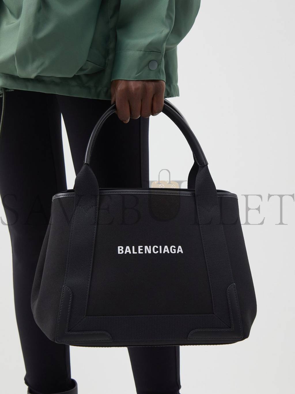 Ba*len*cia*ga black cabas s logo-print leather-trim canvas tote bag  matchesfashion us (35*25*19cm)