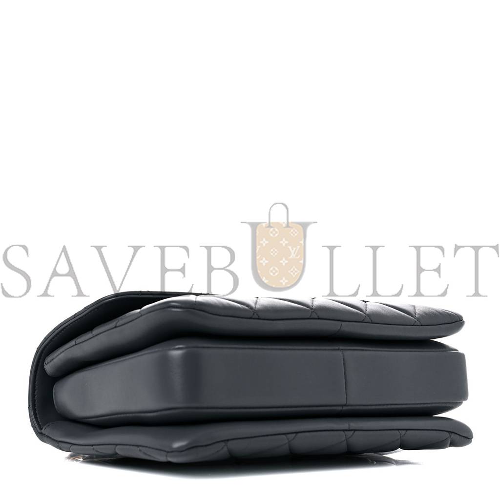 CH*NEL LAMBSKIN QUILTED SMALL TRENDY CC DUAL HANDLE FLAP BAG DARK GREY ROSE GOLD HARDWARE (25*17*9cm
