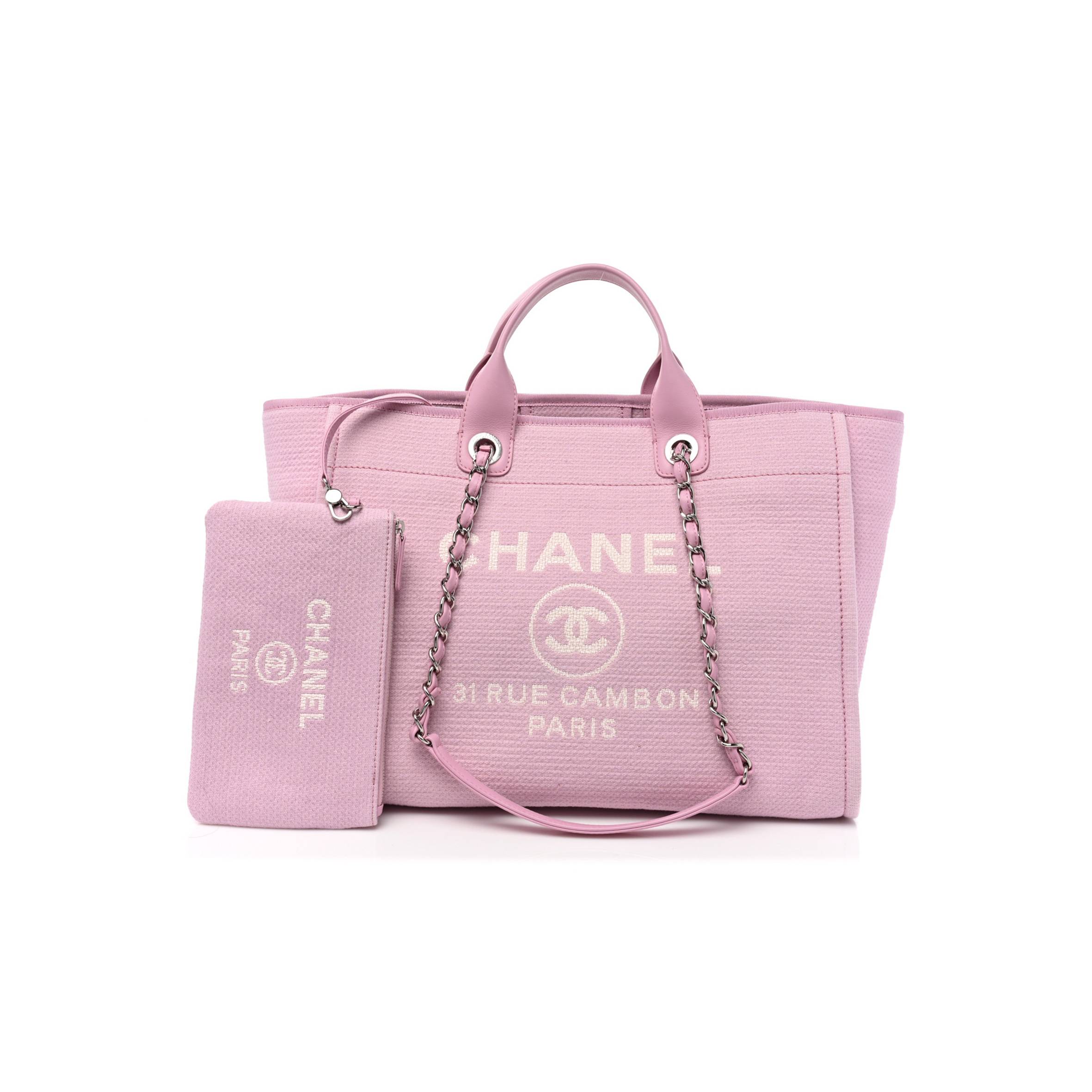Ch*el mixed fibers medium deauville tote pink (38*28*19cm)