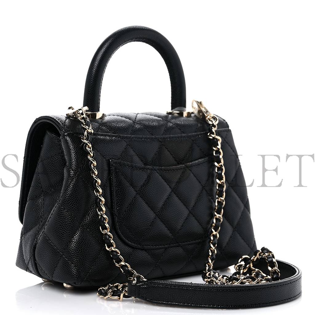 Ch*el caviar quilted extra mini coco handle flap black silver hardware  (18*13*9cm)