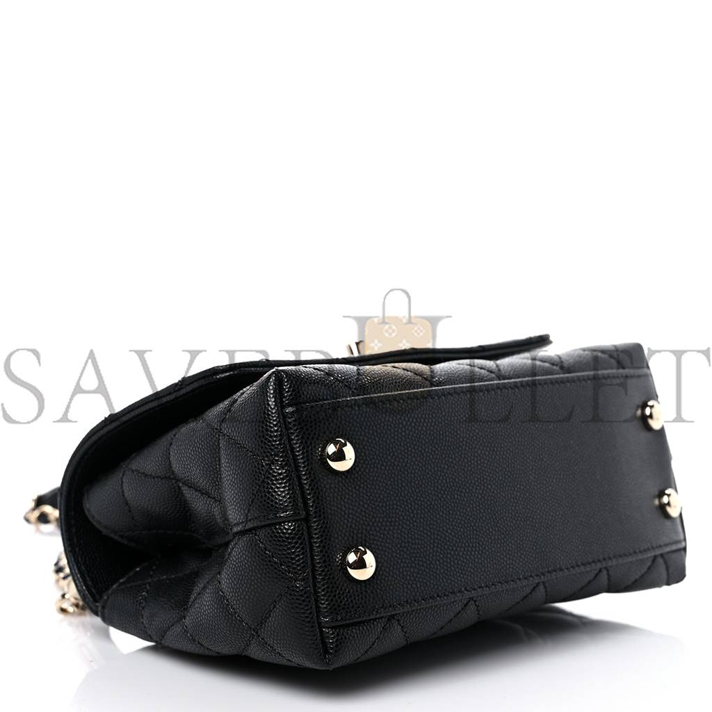 Ch*el caviar quilted extra mini coco handle flap black silver hardware  (18*13*9cm)