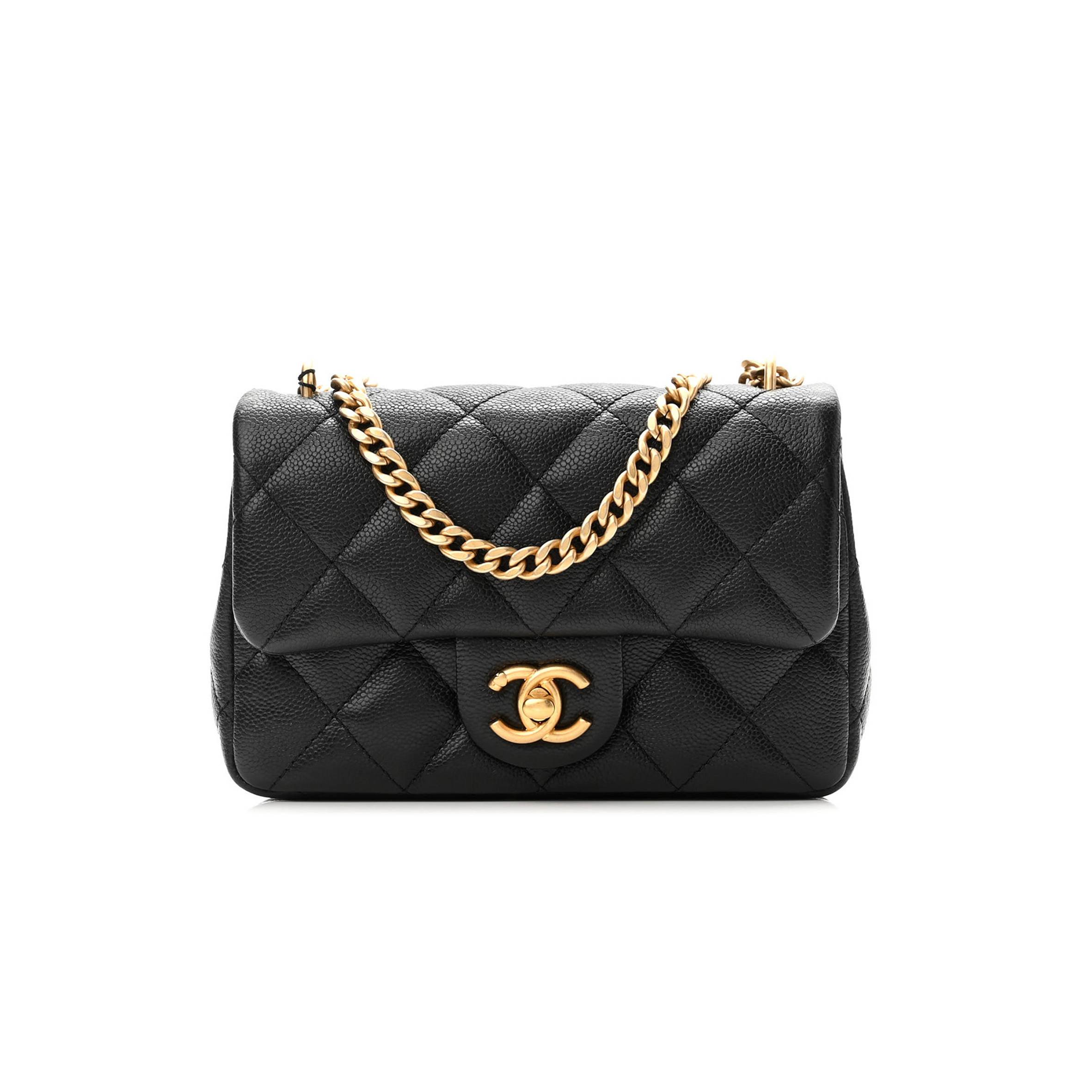 Ch*el caviar quilted sweetheart mini rectangular flap black  gold hardware (18*12*6cm)