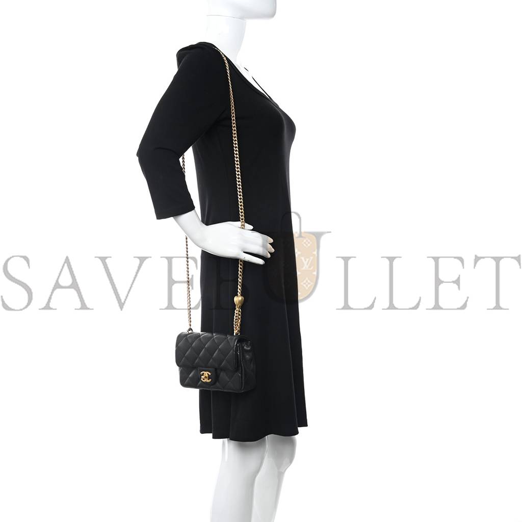 Ch*el caviar quilted sweetheart mini rectangular flap black  gold hardware (18*12*6cm)