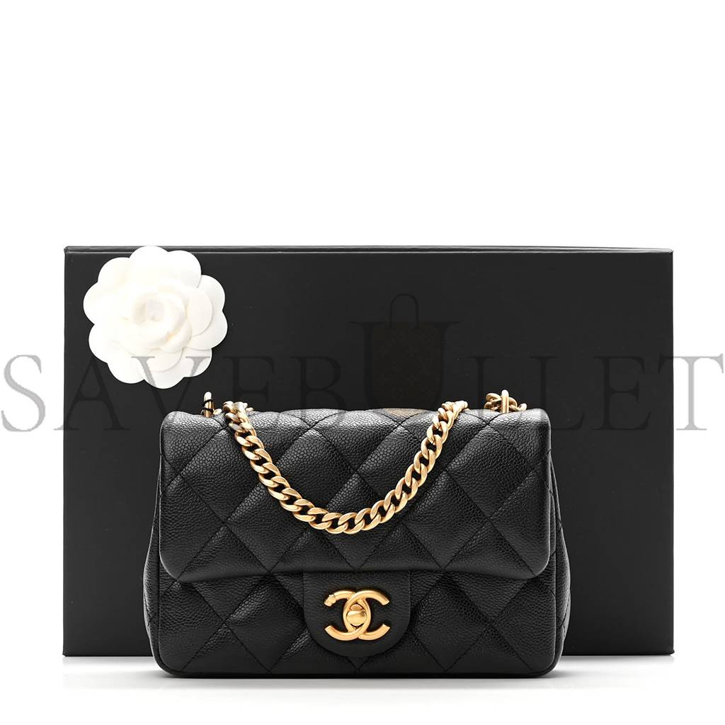 Ch*el caviar quilted sweetheart mini rectangular flap black  gold hardware (18*12*6cm)