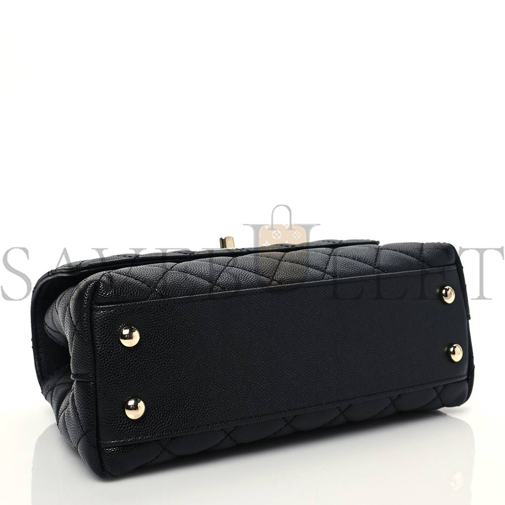 Ch*el caviar quilted mini coco handle flap black gold hardware  (23*14*10cm)