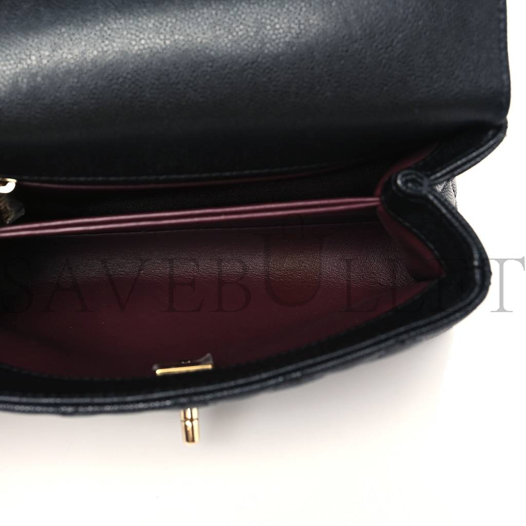 Ch*el caviar quilted mini coco handle flap black gold hardware  (23*14*10cm)
