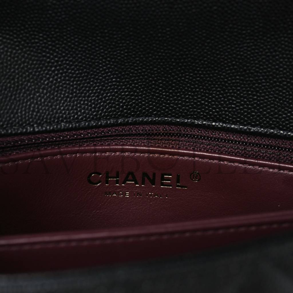 Ch*el caviar quilted mini coco handle flap black gold hardware  (23*14*10cm)