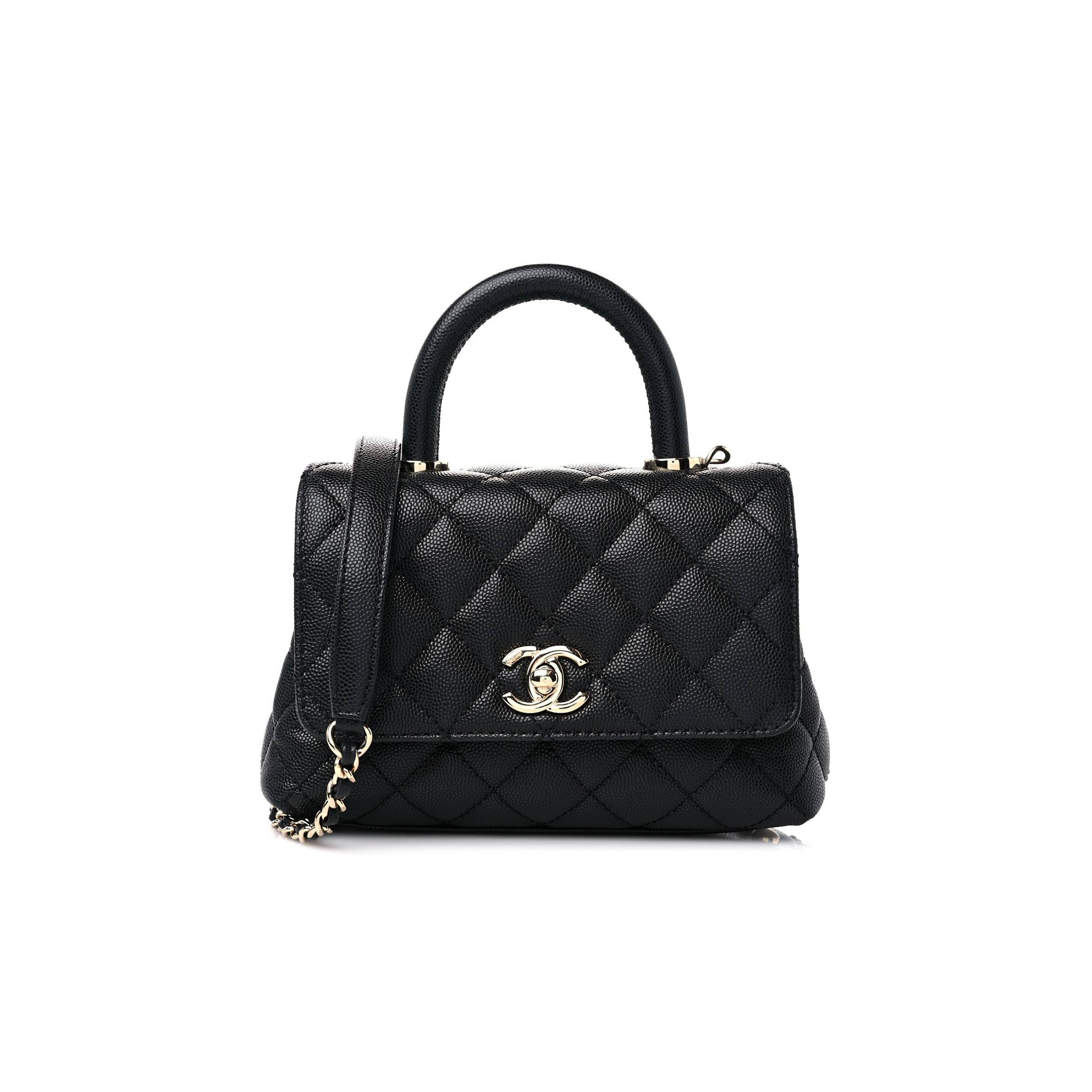 Ch*el caviar quilted extra mini coco handle flap black silver hardware (18*13*9cm)