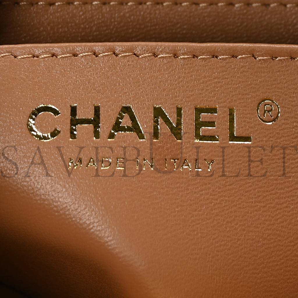 Ch*el lambskin quilted mini top handle rectangular flap beige rose gold hardware (19*13*6cm)