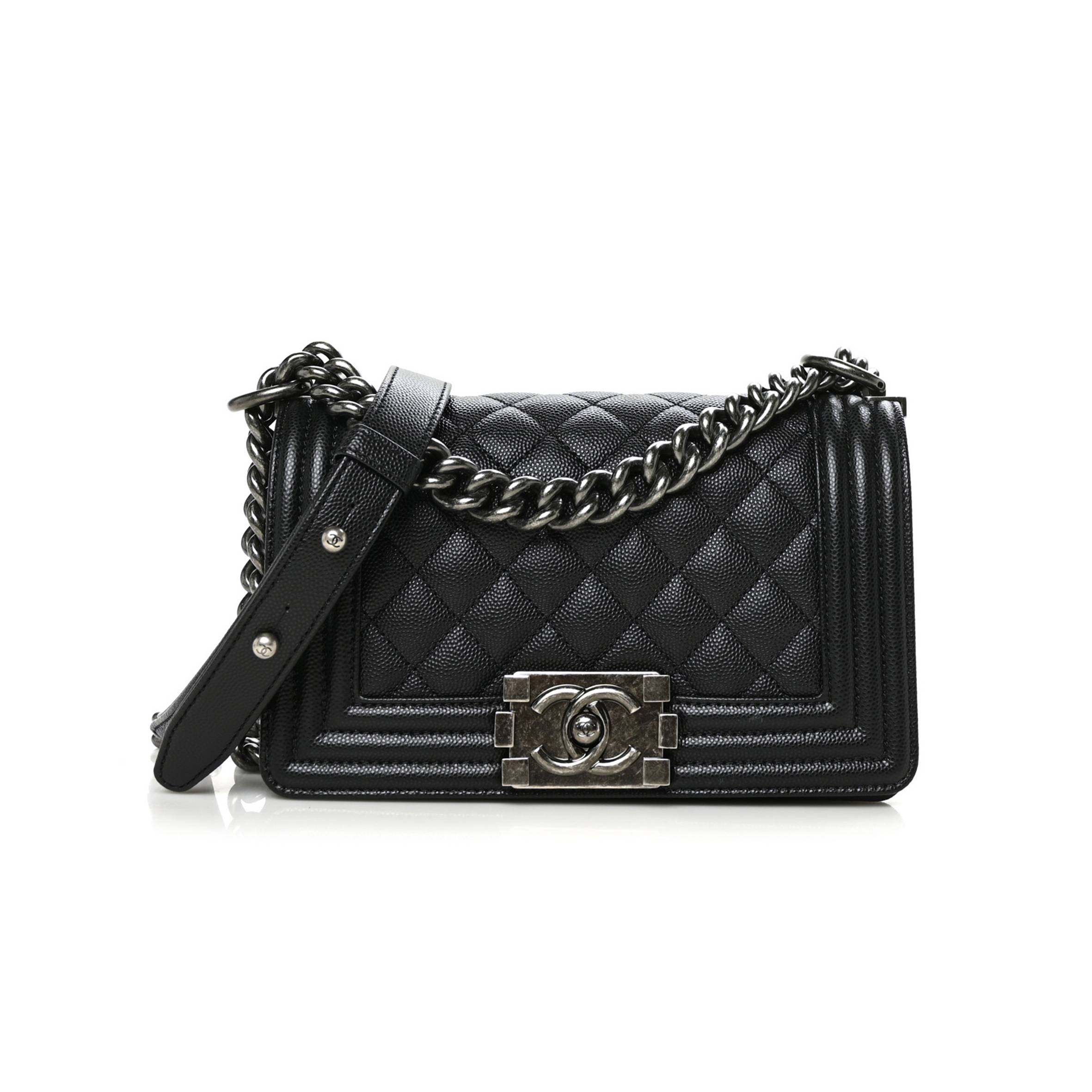 Ch*el caviar quilted small boy flap black silver hardware (19.7*12.1*7.6cm)