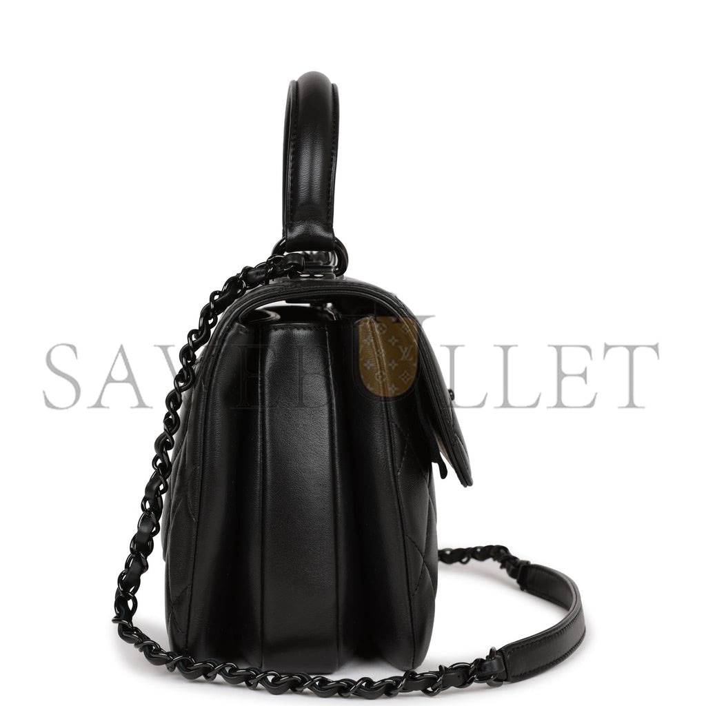 Ch*el large trendy cc bag so black lambskin black hardware (25*17*12cm)