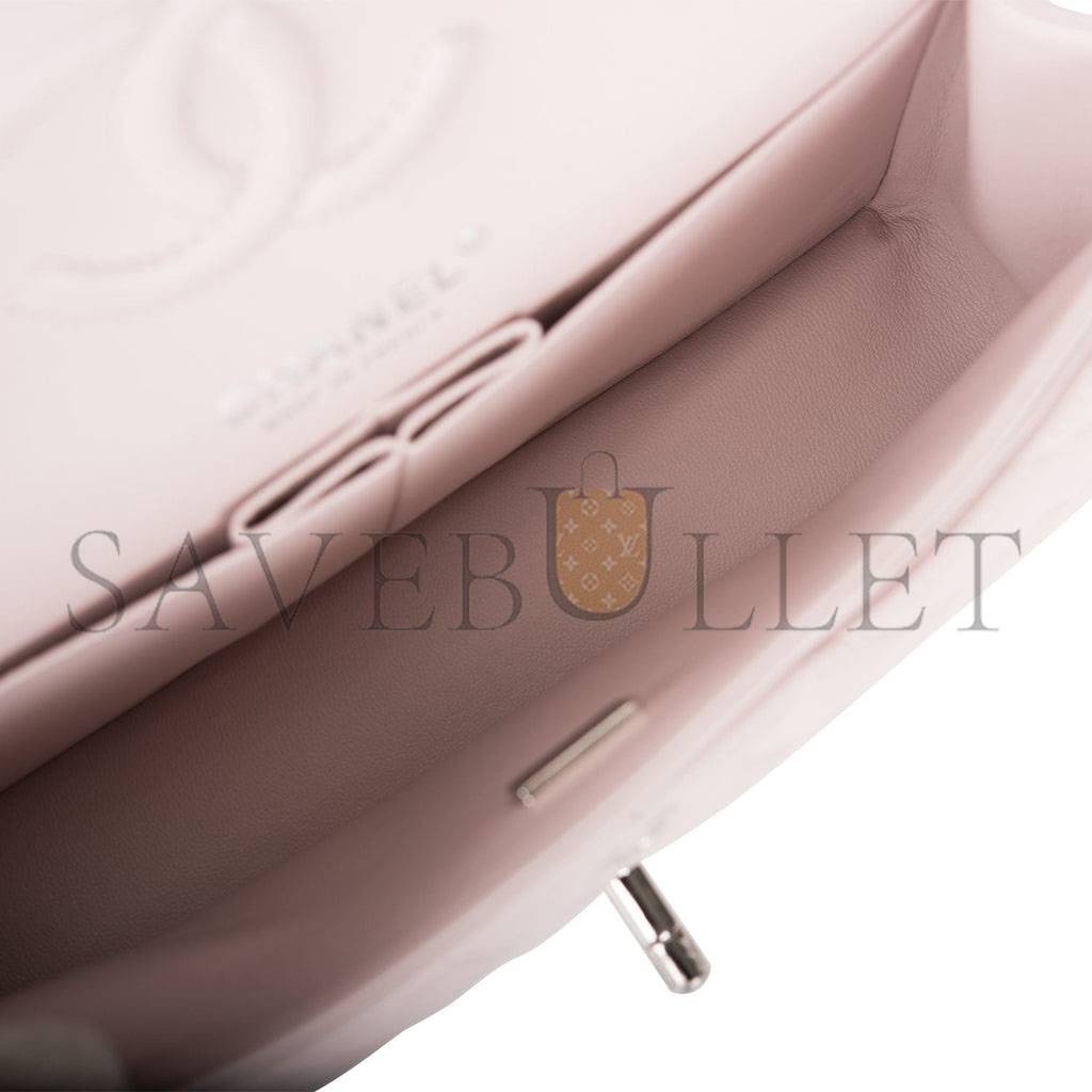Ch*el small classic double flap bag light pink lambskin silver hardware (23*13*6cm)