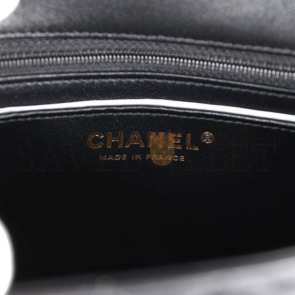 Ch*el mini rectangular flap bag black lambskin light gold hardware (20*13*6cm)