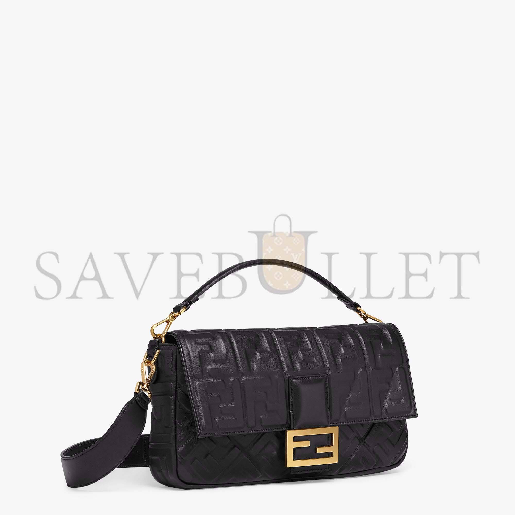 F**di baguette large - black leather bag 8br771a72vf15zw (33*18*5.5cm)