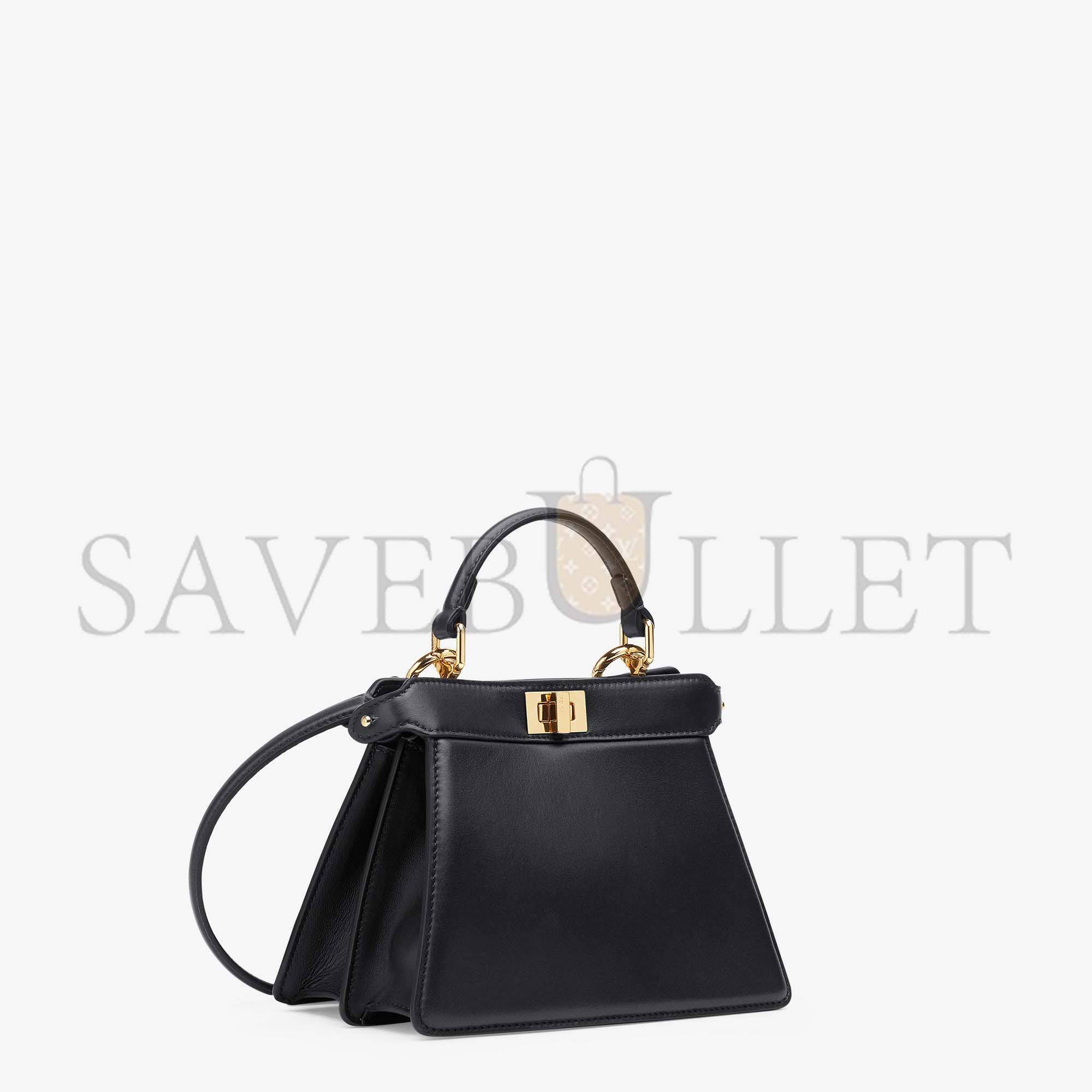 F**di peekaboo iseeu petite - black padded nappa leather bag 8bn335abvef0kur (20*15.5*11cm)