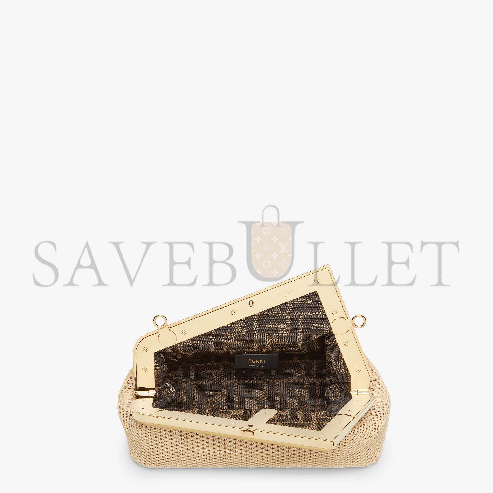 F**di first small - beige raffia macrame bag 8bp129al9af1eeb (23*18*9.5cm)