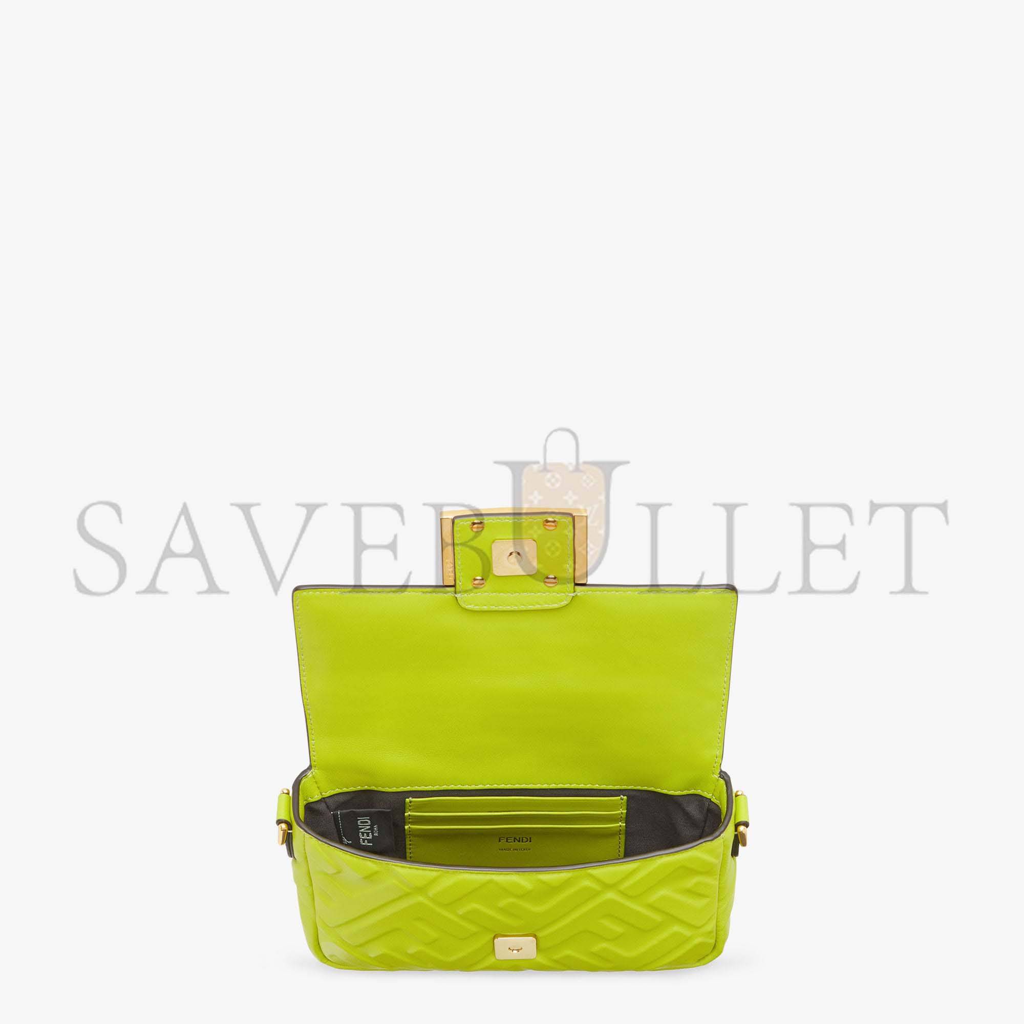F**di baguette mini - acid green nappa leather bag 8bs017a72vf1jcm (19*11.5*4cm)