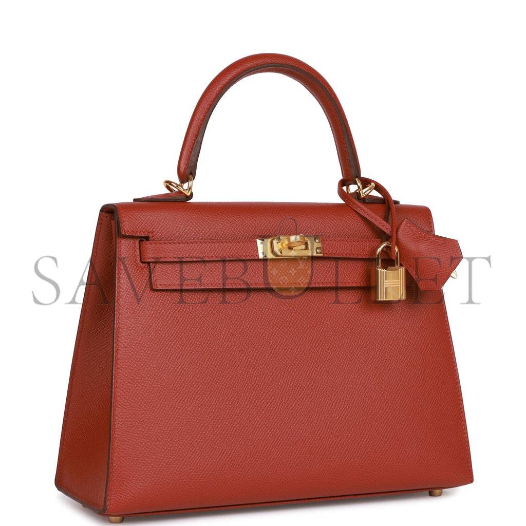 H**mes kelly sellier 25 rouge venetian epsom gold hardware   (25*17*7cm)