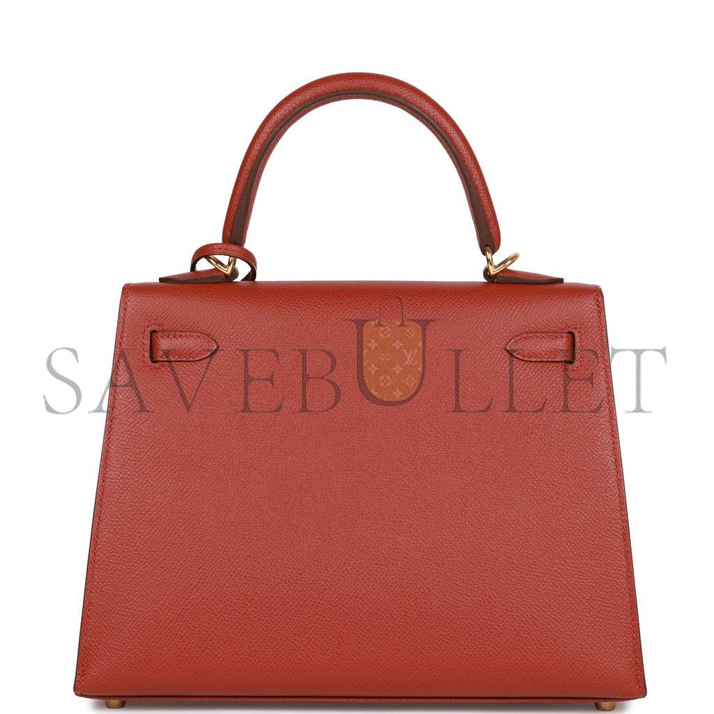H**mes kelly sellier 25 rouge venetian epsom gold hardware   (25*17*7cm)
