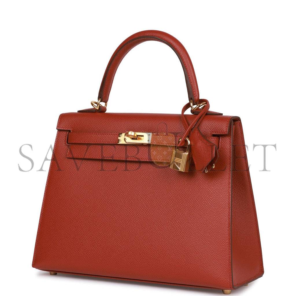 H**mes kelly sellier 25 rouge venetian epsom gold hardware   (25*17*7cm)