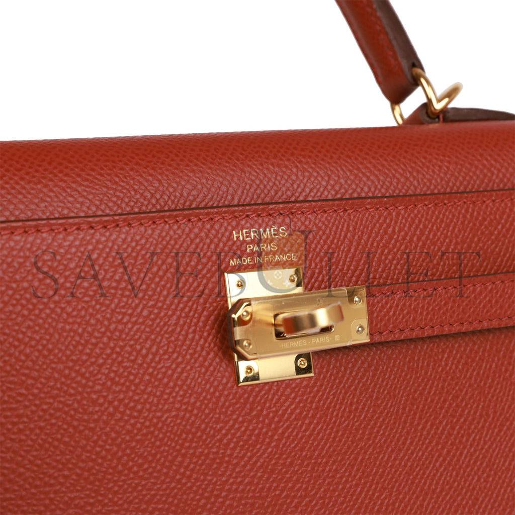H**mes kelly sellier 25 rouge venetian epsom gold hardware   (25*17*7cm)