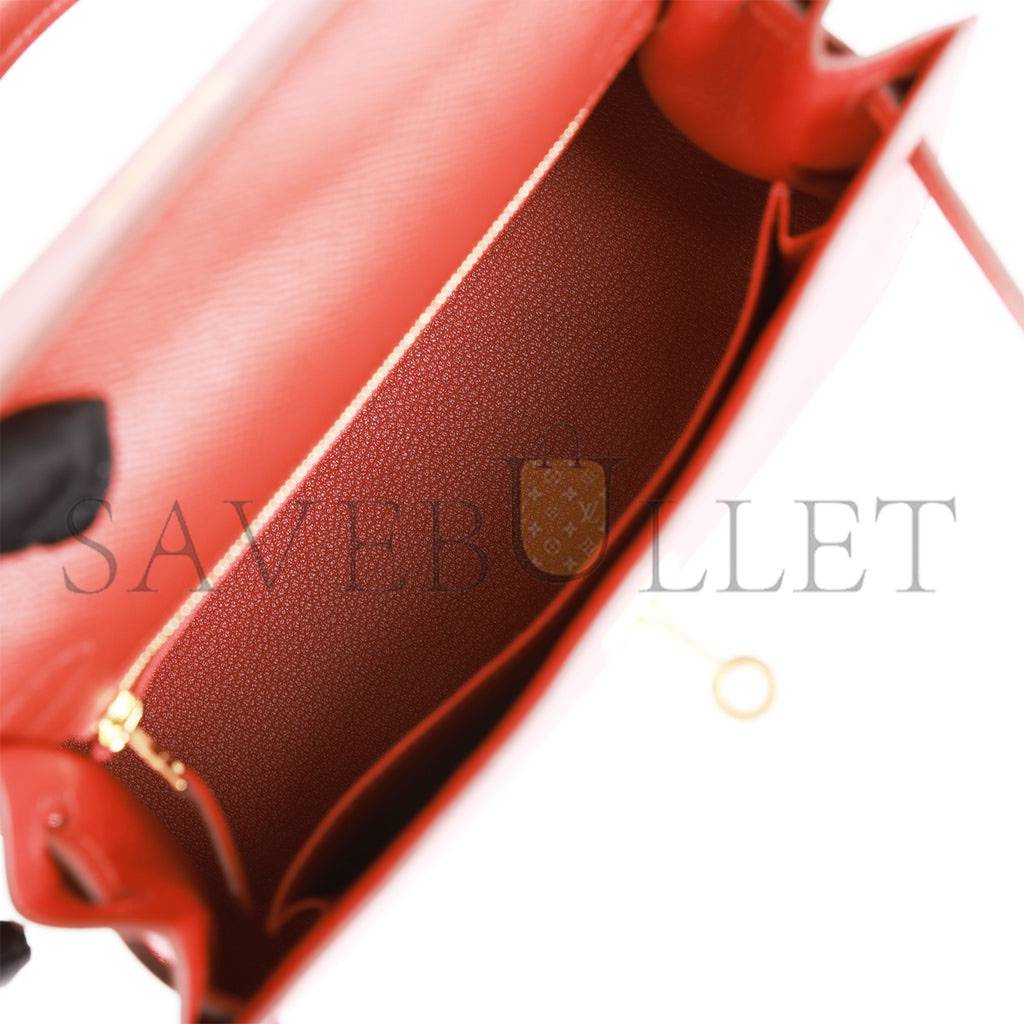 H**mes kelly sellier 25 rouge venetian epsom gold hardware   (25*17*7cm)