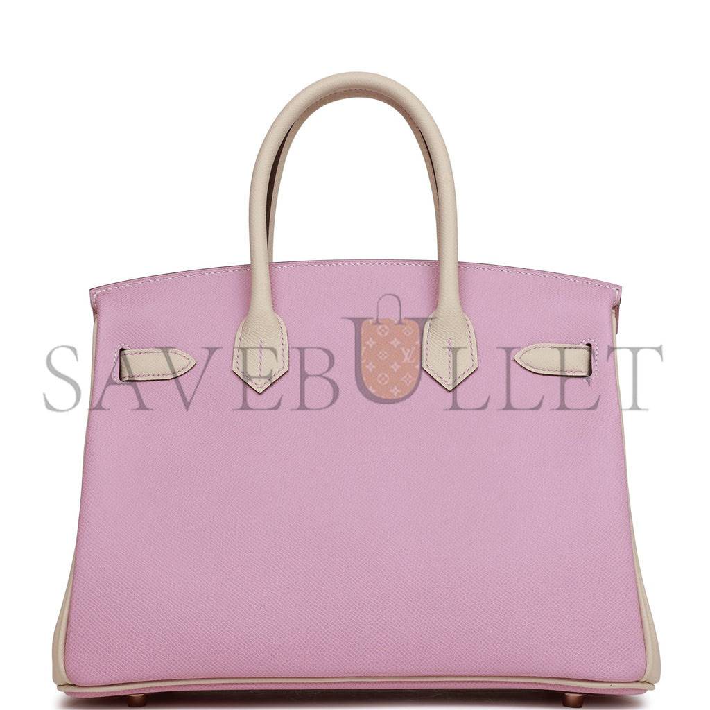 H**mes special order (hss) birkin 30 mauve sylvestre and craie epsom rose gold hardware ( 30cm*22*16cm)