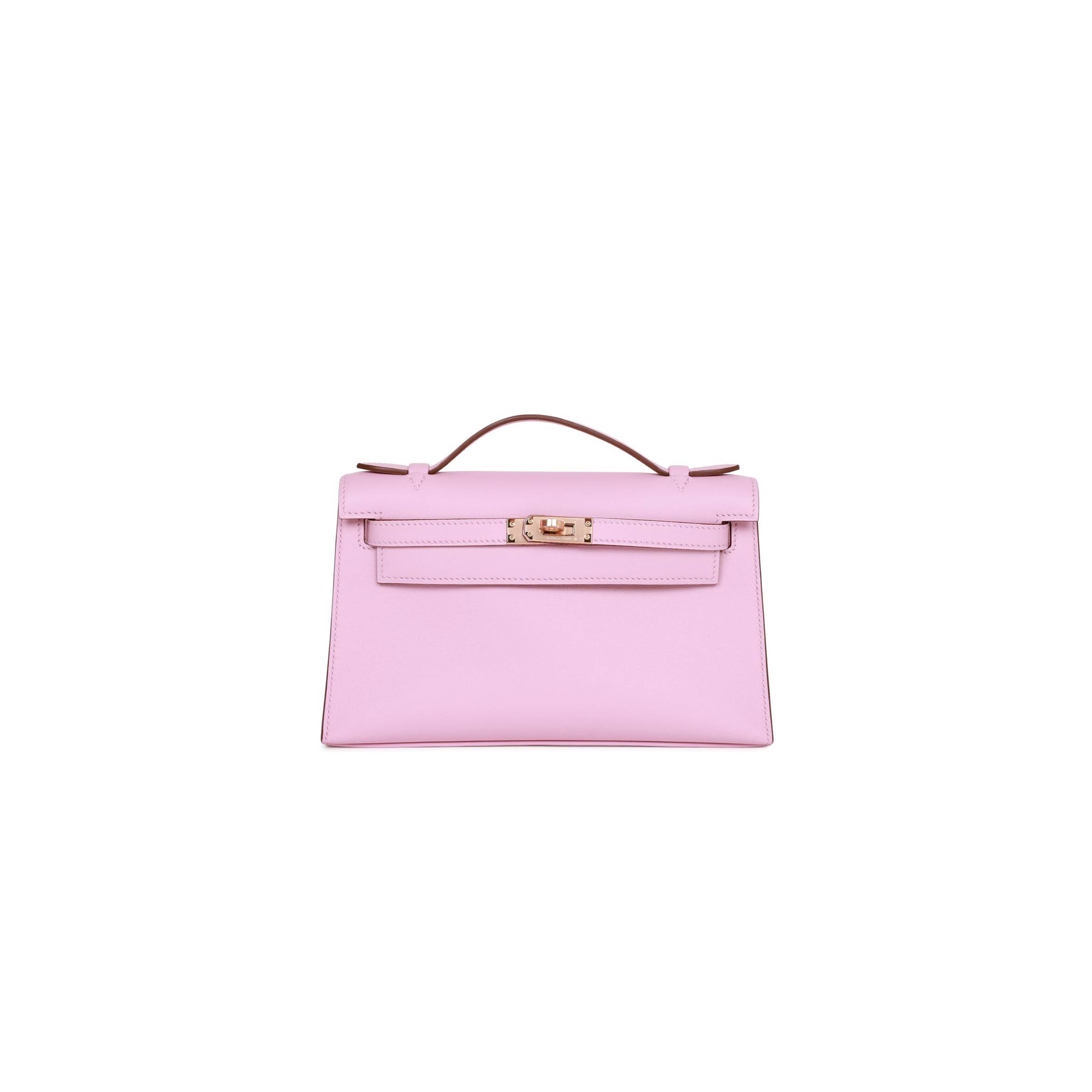 H**mes kelly pochette mauve sylvestre swift rose gold hardware  (22*12*13cm)