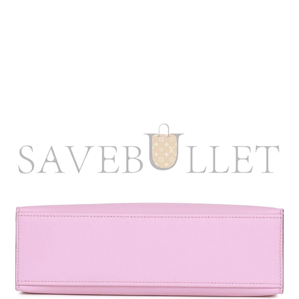 H**mes kelly pochette mauve sylvestre swift rose gold hardware  (22*12*13cm)
