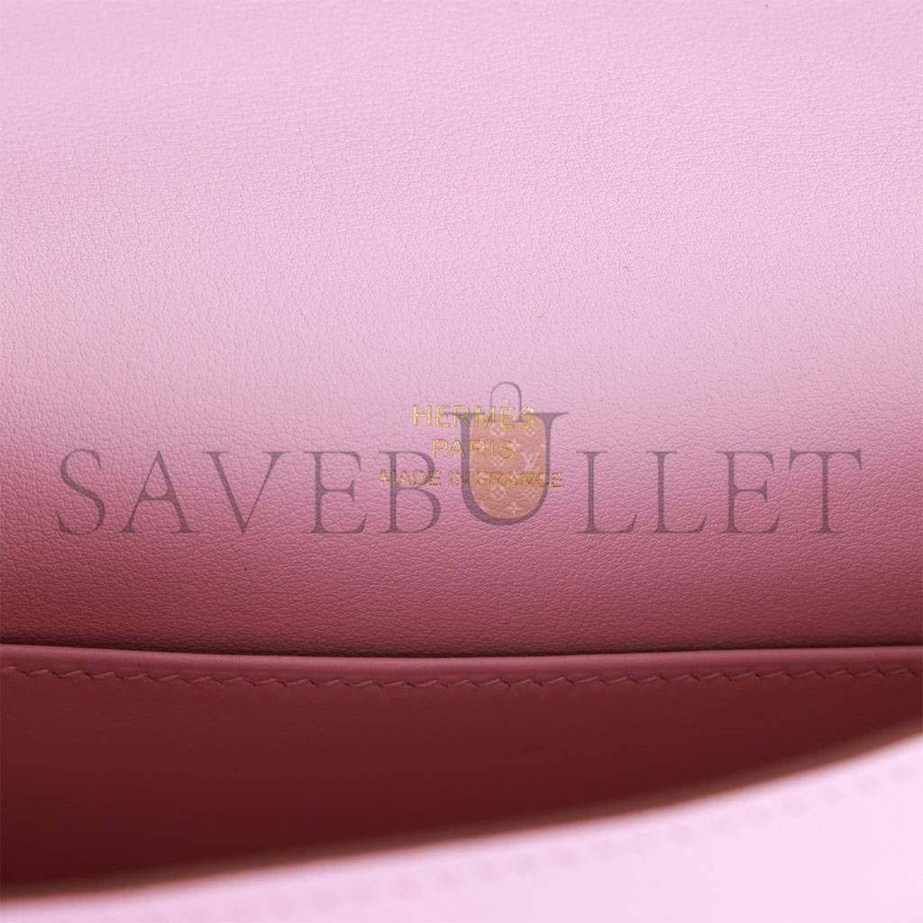 H**mes kelly pochette mauve sylvestre swift rose gold hardware  (22*12*13cm)