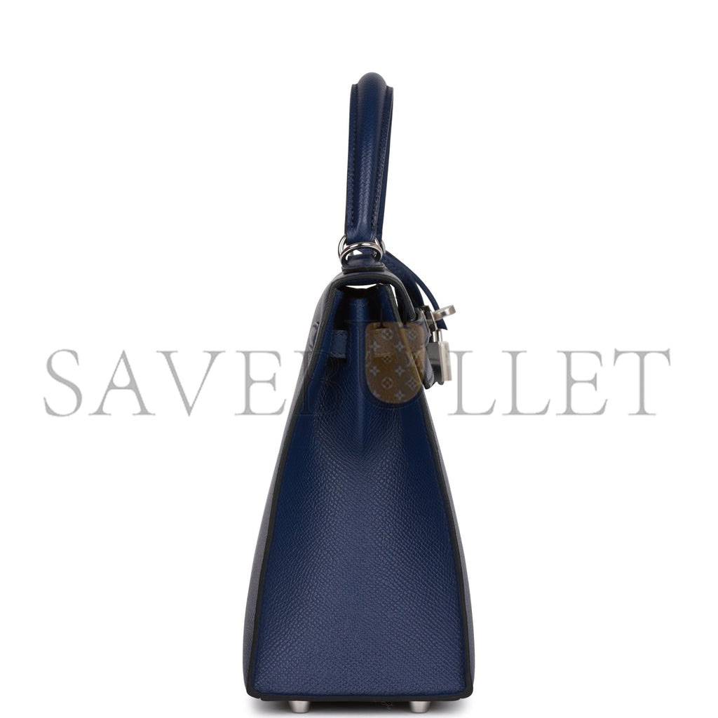 H**mes kelly sellier 25 bleu saphir epsom palladium hardware   (25*17*7cm)